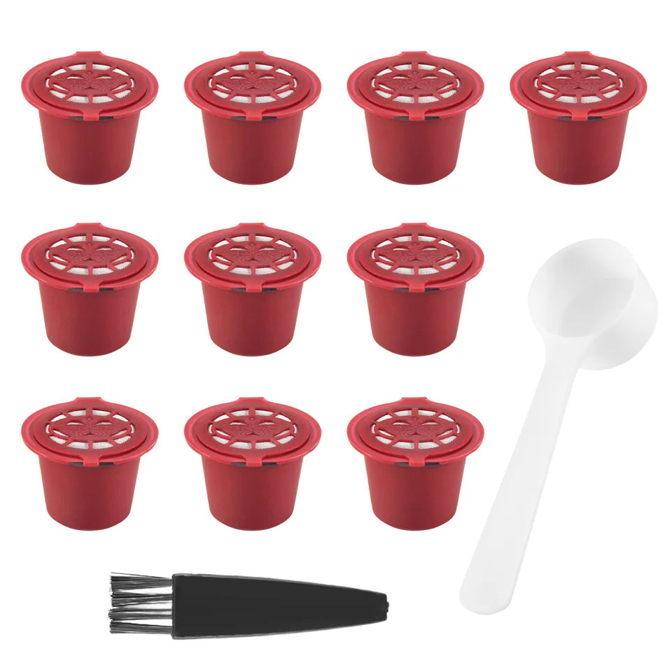 A78E-10 PCS opakovane použiteľné doplňovateľné filtre kávovej kapsuly pre Nespresso s lyžičkou kuchynský doplnok