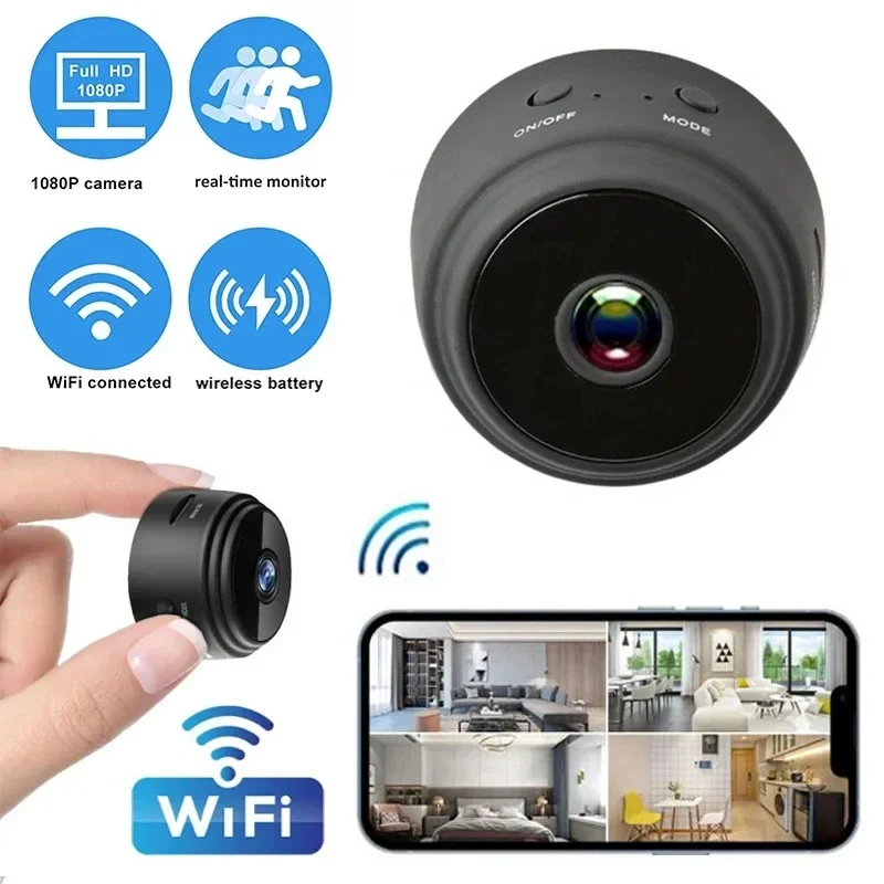 A9 Mini Camera 1080p HD WiFi Wireless Security Monitor pre domácu noc Video Ochrana Video Ochrana diaľkové inteligentné videokamáre