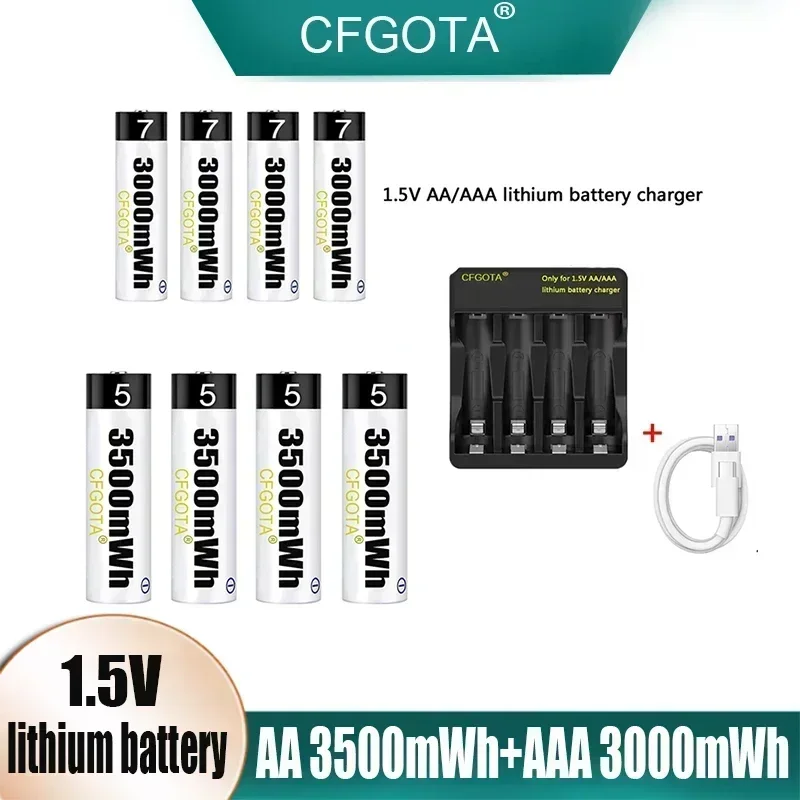 AA+AAA batéria 1,5 V Nabíjateľná polymérna lítium-iónová batéria AA+AAA batéria pre diaľkovú ovládaciu myš Malú elektrickú hračku ventilátora