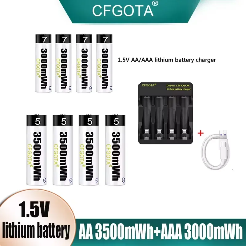 AA+AAA batéria 1,5 V Nabíjateľná polymérna lítium-iónová batéria AA+AAA batéria pre diaľkovú ovládaciu myš Malú elektrickú hračku ventilátora