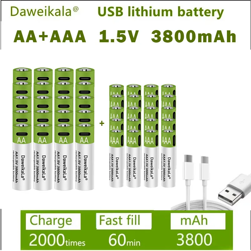 AA AAA batéria 1,5V Nabíjateľná polymérna lítium-iónová batéria AA AAA batéria pre diaľkovú ovládaciu myš na malú hračku ventilátora