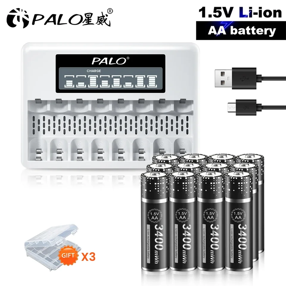AA batéria 1,5 V Li-ion Nabíjateľná batéria 3400MWh 1,5 V AA lítium nabíjateľná batéria 1,5 V AA batérie pre diaľkové ovládanie