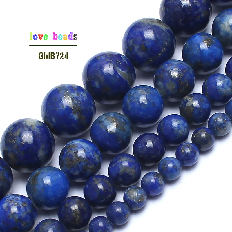 AA Natural Lapis lazuli kamenné korálky pre šperky výroby DIY Práce Náramok Náramok 4/6/8/10 mm okrúhle voľné korálky 15 palcov