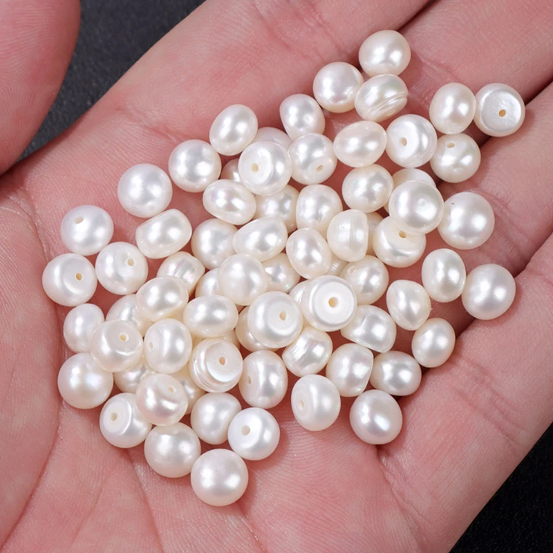 AAA 3-11 mm prírodné perlové korálky chleba Half Outle Round Button Pearl Sladkovodné korálky pre šperky výroby DIY náušnice doplnky