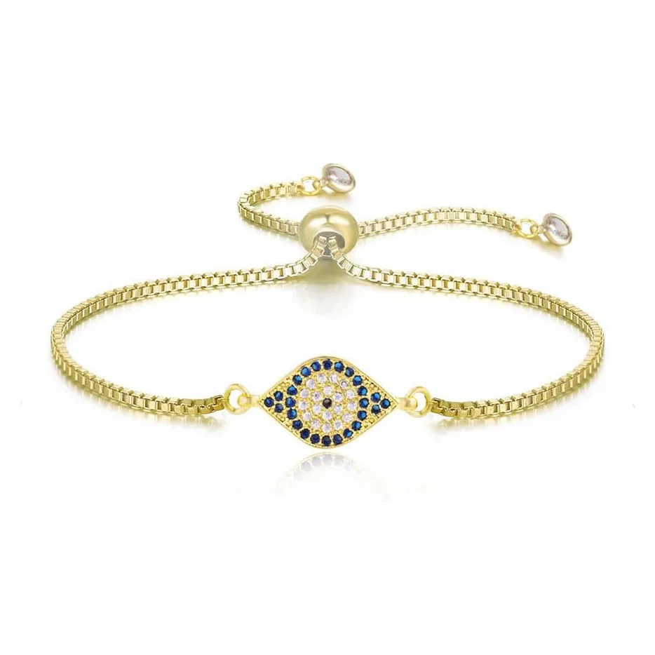 AAA CZ Crystal Nazar Evil Eye Lucky kúzlo náramok Ženy Nové móda Zlaté mosadzné kubické zirkónia krištáľové reťazce šperky darček