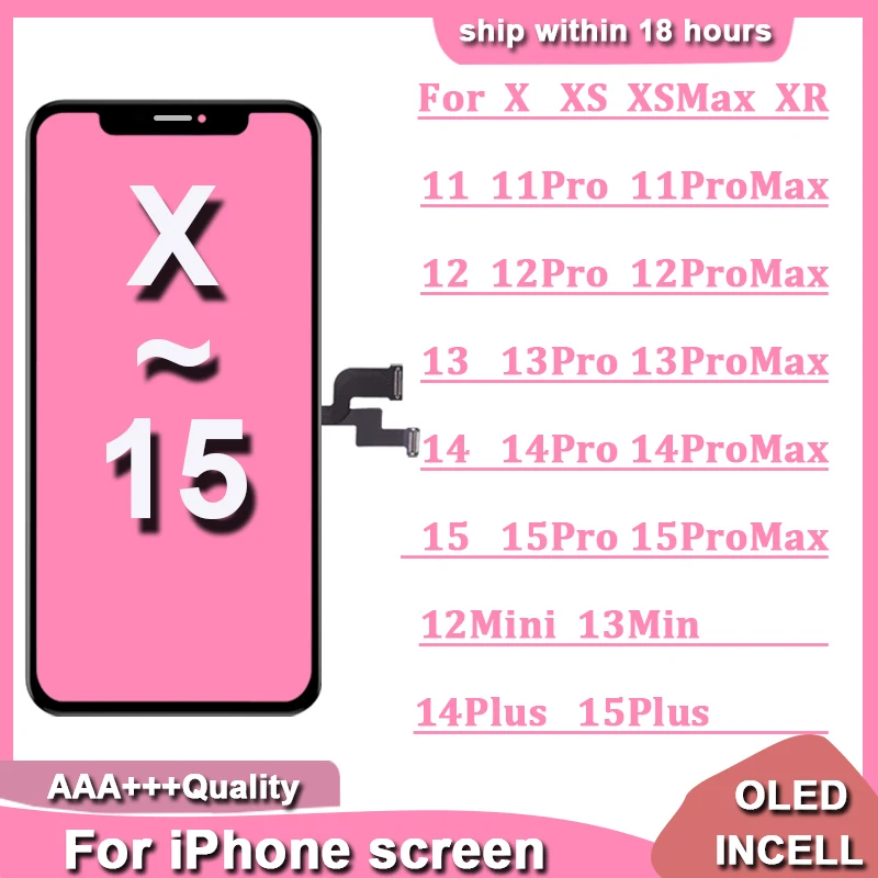 AAA+ OLED pre iPhone x xr xs Max LCD Incell pre iPhone 11 12 13 Pro Max Screen 12 13 Mini 14 Plus 15 Displage LCD Digitalizer