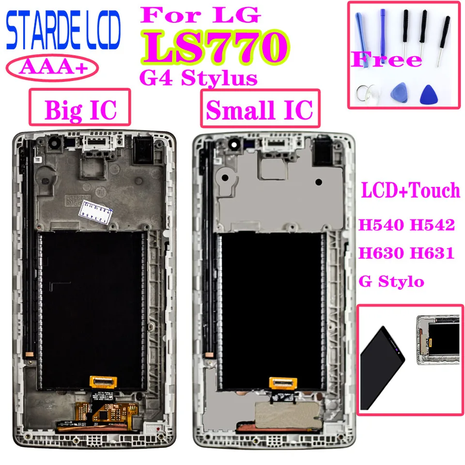 AAA+ pre LS770 LCD pre LG H635 LCD G4 Stylus Display H540 H542 H630 H631 G Stylo Display Display Digitator Digitalizer Digizer+ Rám