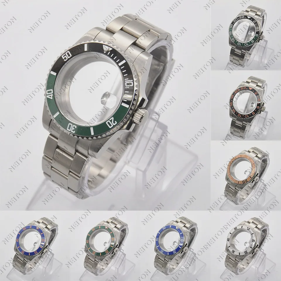 AAAAA Neiton 40 mm čierny PVD puzdro Sapphire Glass Black Fit ETA2836 NH35/36 Mingzhu DG2813/5833 Miyota 8215/8205
