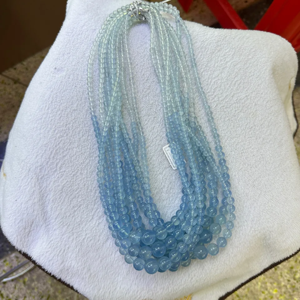 Aaaaa prírodný akvarínový gradient okrúhly tvar náhrdelník Gemstone prívesok DIY šperky Náhrdelník očarujúce dámy