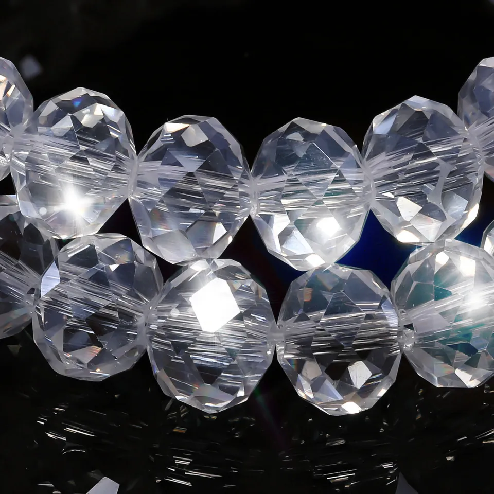 AB Crystal Pramieva priehľadné sfarbené číre sklenené korálky Rondelle Hromadné DIY Elegantné šperky výroby remeselníkových dodávok náhrdelník