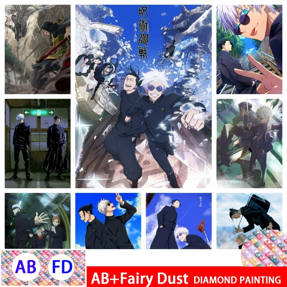 Ab Fairy Dust Jujutsu Kaisen gojo satoru getō Suguru Diamond maľba maľba Japonsko Anime mozaik