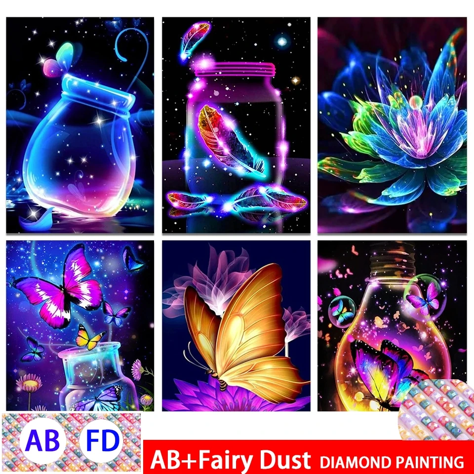 Ab Fairy Dust Nový plnohodnotný diamantový maľba krížový steh fantasy motýľová krajina 5D DIY Diamond Mosaic Kit