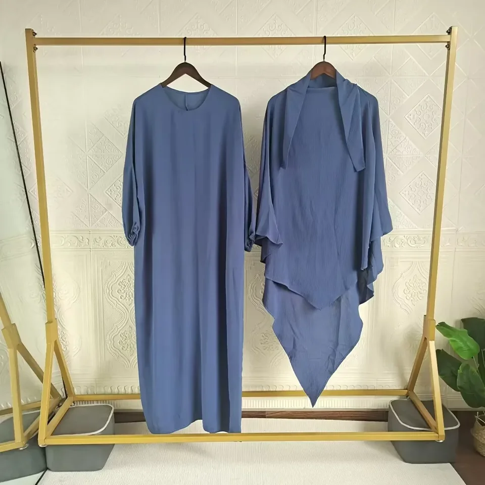 Abaya s Khimar Long Hidžab Jilbab 2 kusové set zodpovedajúce moslimské šaty Ženy Ramadan eid modlitebné odev Niqab Islam Dubaj Burqa