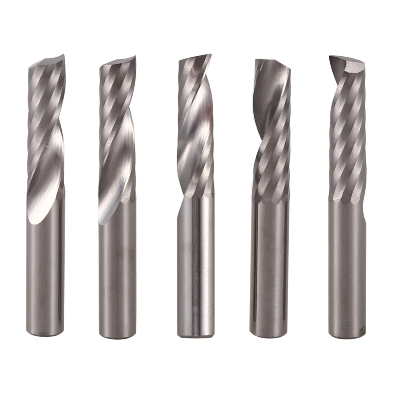 ABGG-5PCS 6 mm 1/4 palcový karbid CNC router bity jeden nástroj na koncový mlyn s jednou flautou 22 mm