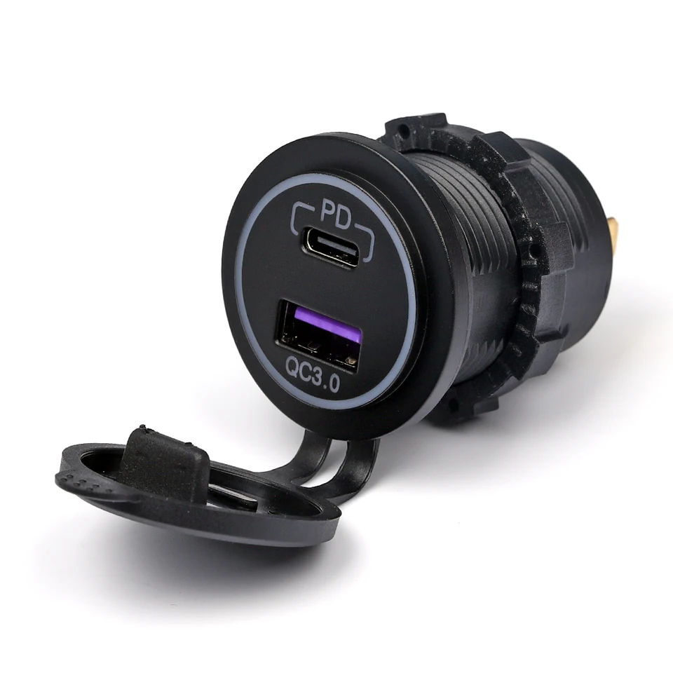 Abilkeen DC12-24V QC3.0 USB Socket+PD Socket Dual Port Rýchle nabíjanie automobilu