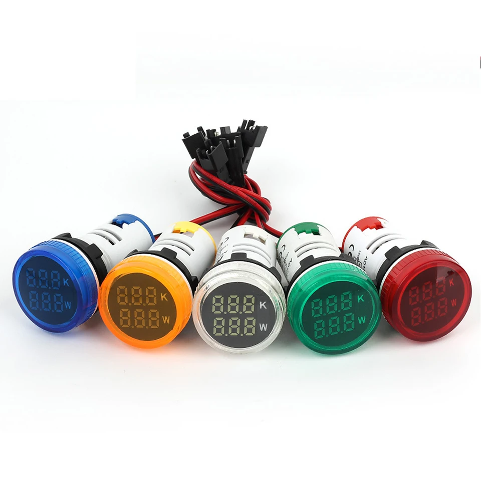 Abilkeen nový príchod Dia30mm okrúhla hlava AC220V/AC380V Meranie meracieho metra LED LED osvetlenie plastový priemyselný meter