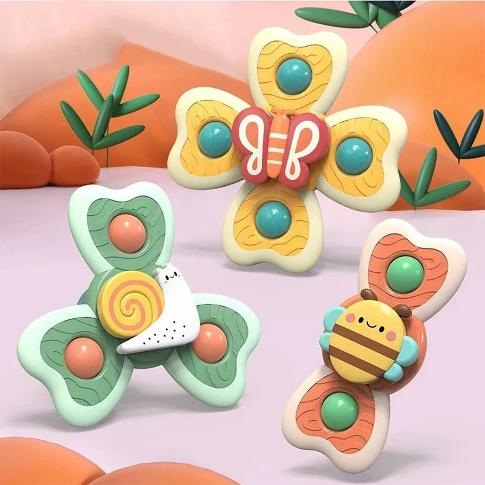 ABS Cartoon Swivel Top Kids Hračky, hračky pre detské kúpele, otočný vrch, prísavka otočného pohára, abs, reliéver tlaku, 1pc