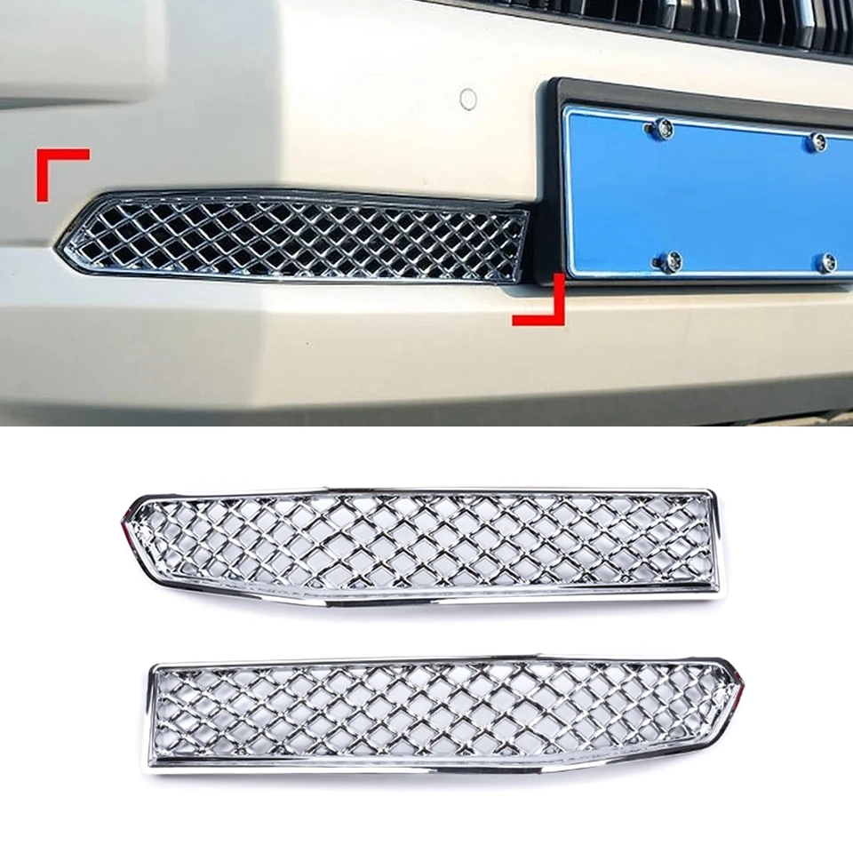 ABS Chrome Car Screning Screening Strieda predná mriežka pre Toyota Land Cruiser Prado 150 LC150 FJ150 2018-2020 Príslušenstvo 2ks