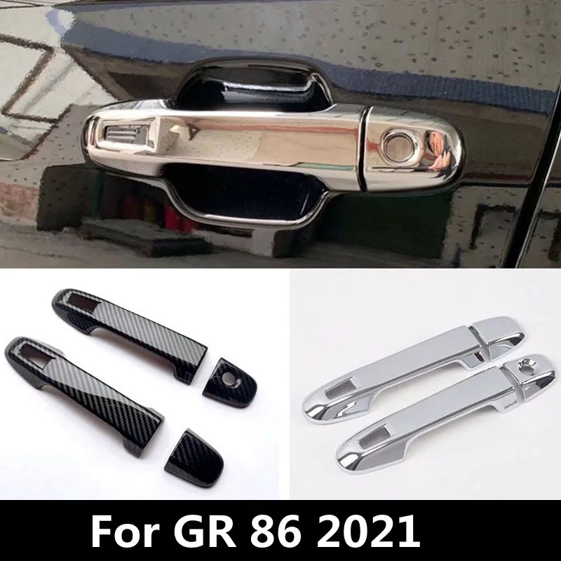 ABS Chrómové uhlíkové vlákno kľučky kľučky krytu nálepky na nálepku pre Toyota Gr 86 Subaru BRZ 2021 2022