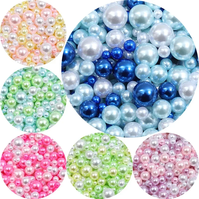 ABS ne porézne perlové pokovovanie s farebnými voľnými korálkami, ručne vyrábaný make -up krabica, oblečenie, ozdobné materiály