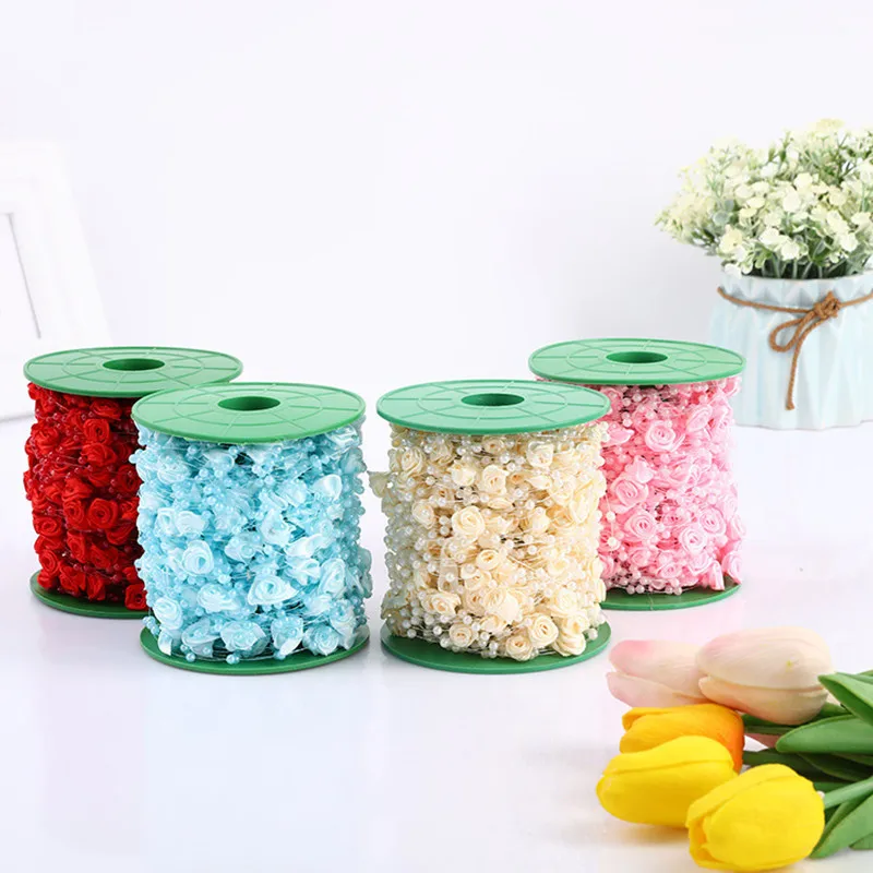 ABS plastové ružové kvetinové pripojenie korálky čipky Ribbon DIY klobúk hlava Making vianočný strom