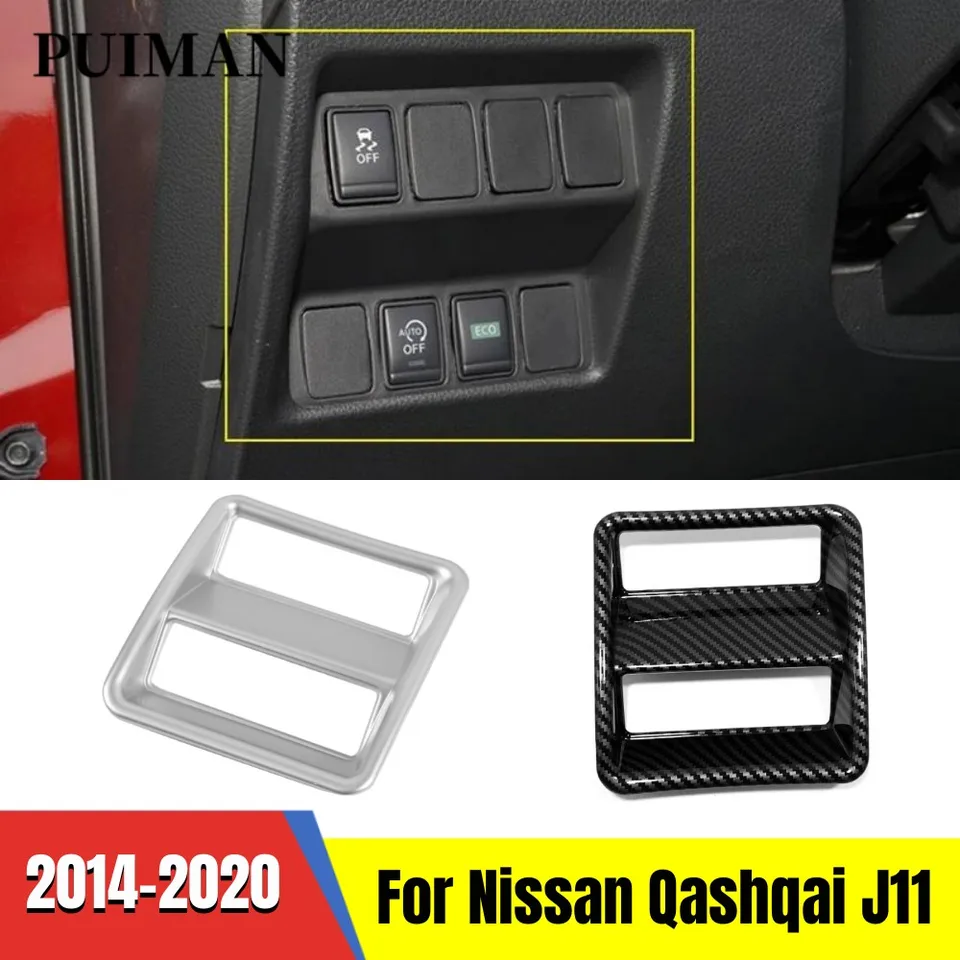 ABS uhlíkové vlákno hlava svetlo svetla Light Light Light Tlačidlo Nastaviť prepínač Ovládací kryt pre Nissan Qashqai J11 X-Trail T32 Rogue 2014-2020