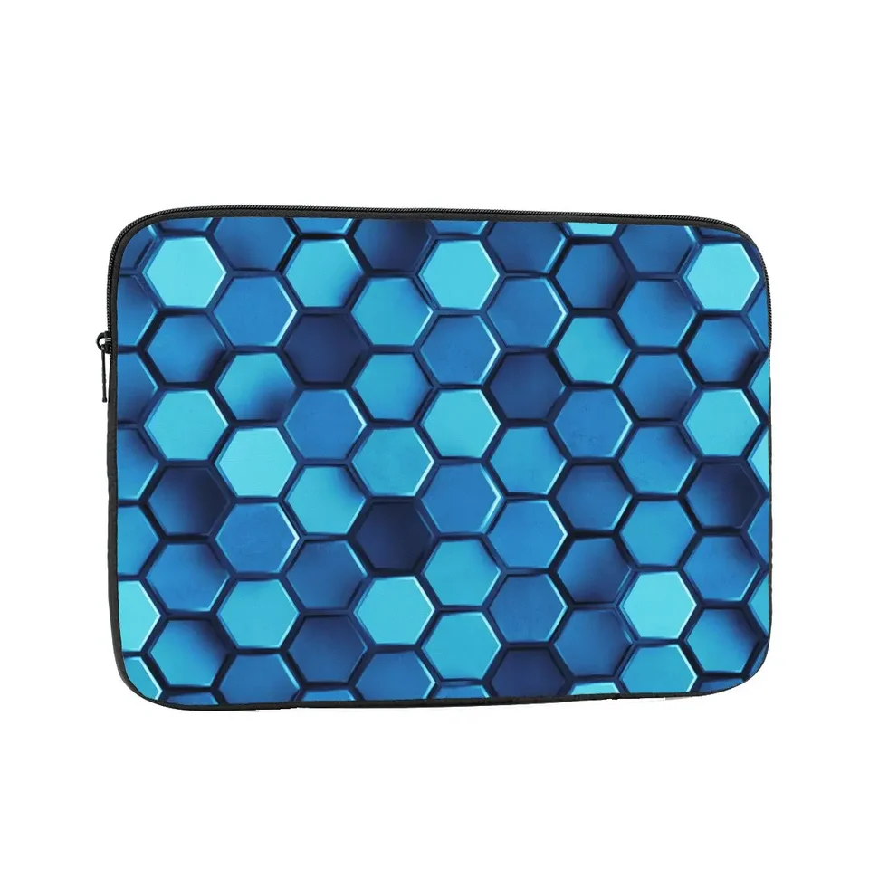 Abstrakt 3D vykresľovanie voštinového vykresľovania 10 12 13 15 15 17 palca prenosný rukáv pre notebook vrecká puzdro Blue hexagon nárazový vrecko na puzdro