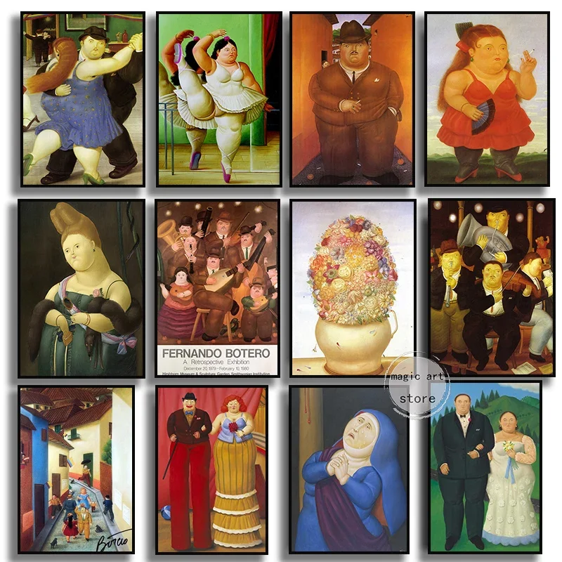 Abstrakt Fernando Botero Artworks Mona Lisa v polovici storočia Životné plagáty plátno maľba nástenné výtlačky Obrázky Domáce dekorácie Cuadros
