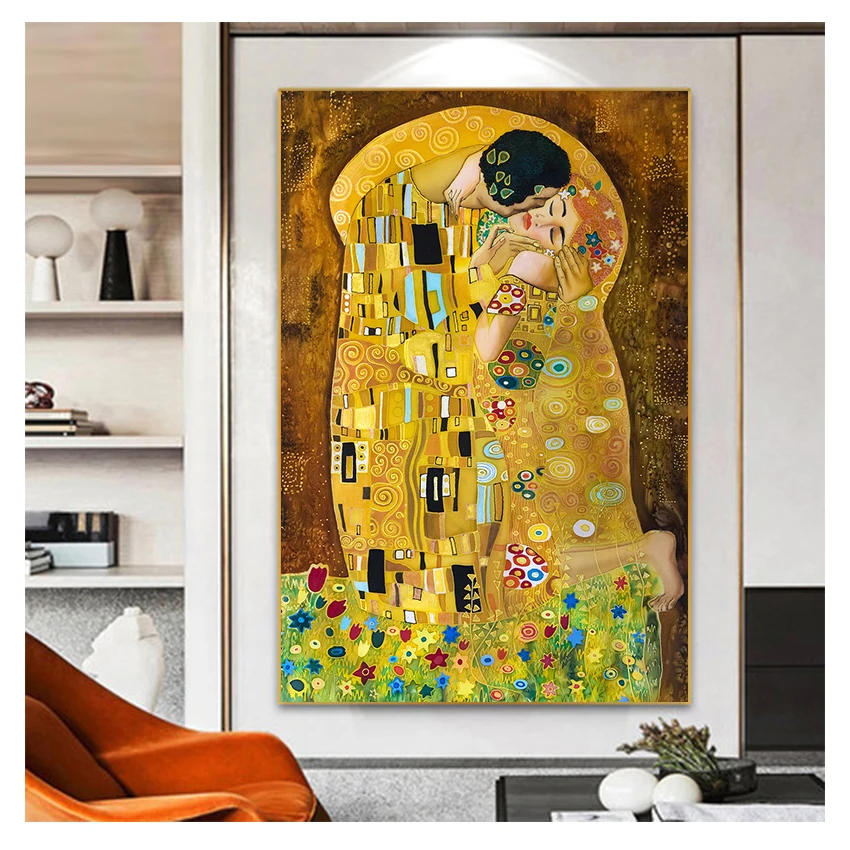 Abstrakt olejomaľba na plátne tlač Plagát Modern Art Wall Obrázky pre obývaciu izbu Cuadros Classic Artist Gustav Klimt Kiss