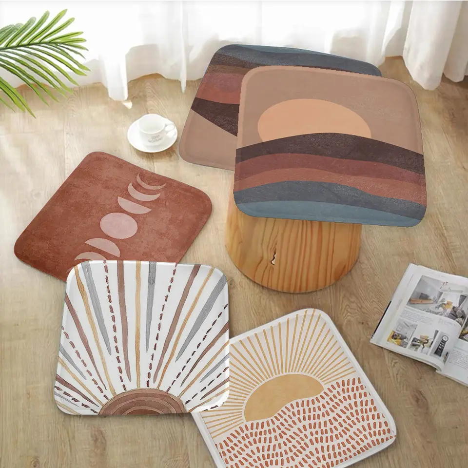 Abstrakt Sun Moon maľba Žena Kreatívne sedadlo vankúš Office Dining Stool Podložka Špongia pohovka rohož Mon-Slip Stoličky vankúšiky