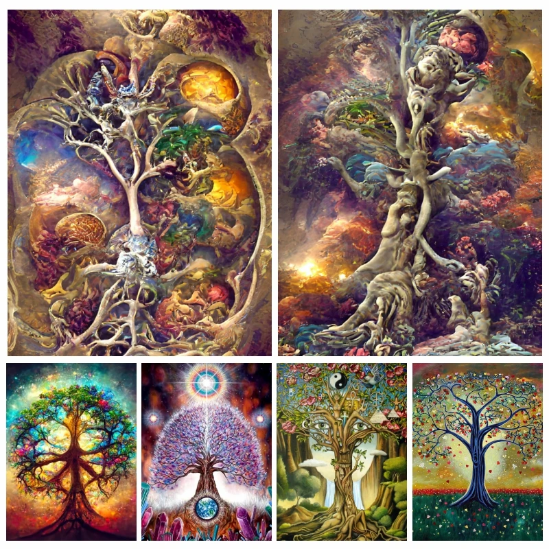 Abstrakt Tree of Life Ab Vŕtacie diamanty maľba duchovia Matka láska a dieťa umenie Full Square krížový steh vyšíva