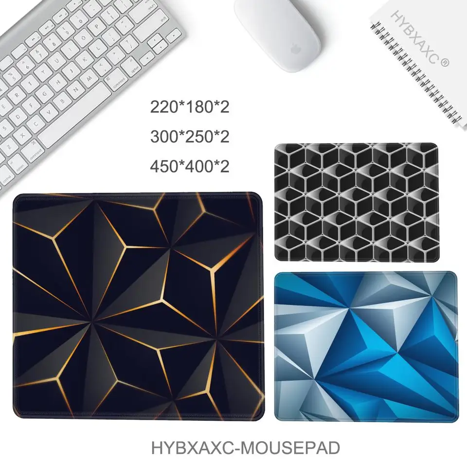 Abstrakt čierny šesťuholníkový vzor myši myši malá modrá MousePad Gaming Accessories Office Desk Mat Rat počítač Mouse Mouse Rat