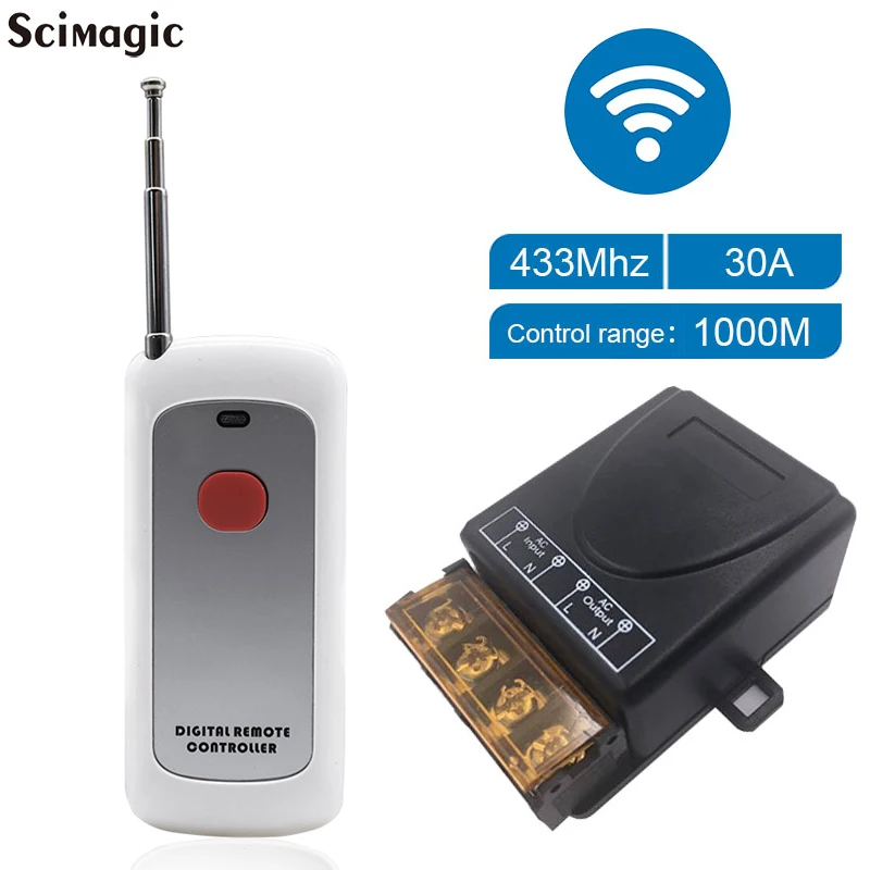 AC 110V 220V 30A Relé bezdrôtové RF Smart Dramo Diaľkové ovládacie prepínač prenosu+ prijímač pre 433 MHz inteligentné domáce vzdialené diaľkové vzdialenosti