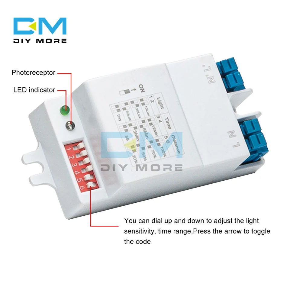 AC 220-240V 5,8 GHz Mikrovlnný radarový spínač telesného detektora tela pre spínače LED svetlo senzorov