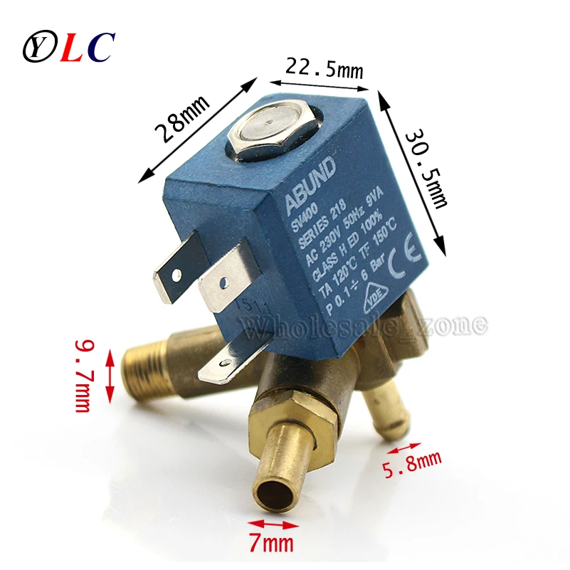 AC 220V 50 Hz 3 Way Copper Solenoid Solenoid Ventil Domáce spotrebiče Elektromagnetický vodný ventil