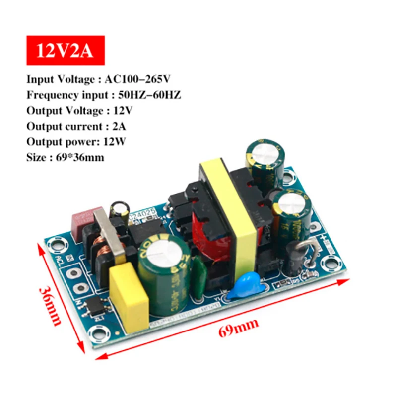 AC-DC 12V2A 24W prepínací napájací modul holý obvod 100-265V až 12V 2A doska na vymenu/opravu 24v1a
