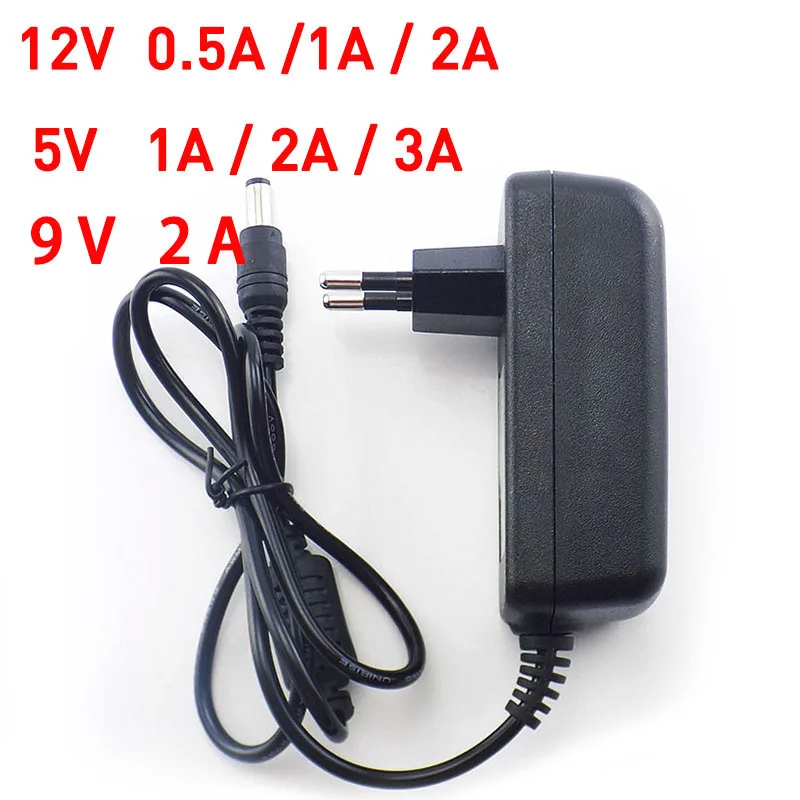 AC DC 5V 12V 9V 1A 2A 3A 0,5A Power adaptér 100 240V dodatočná nabíjačka LED adaptér US EU Plug 5,5 mm x2,5 mm pre CCTV LED Svetlo LIVE
