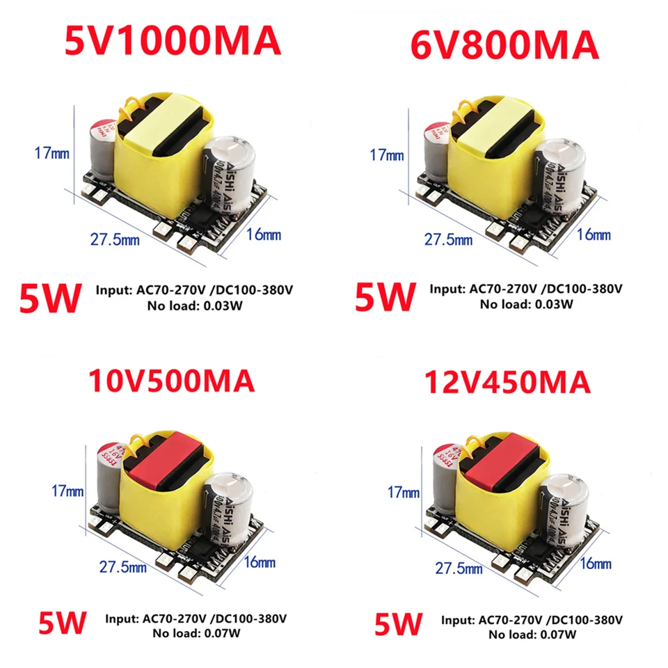 AC-DC 5V6V10V12V24V 450 // 800/1000/2100MA 5W Presný prevodník Buck Converter AC 220V až 5V DC Krok nadol Transformátor napájací napájací modul