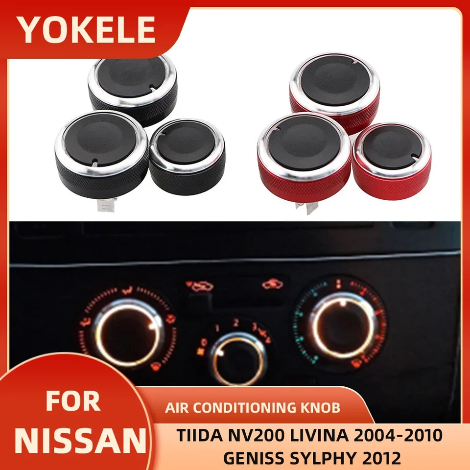 AC Tepelný gombík klimatizácia hliníka A/C Riadiaci spínač Teplo tepelné gombíky pre Nissan Tiida NV200 Livina 2004-2010 Geniss Sylphy 2012