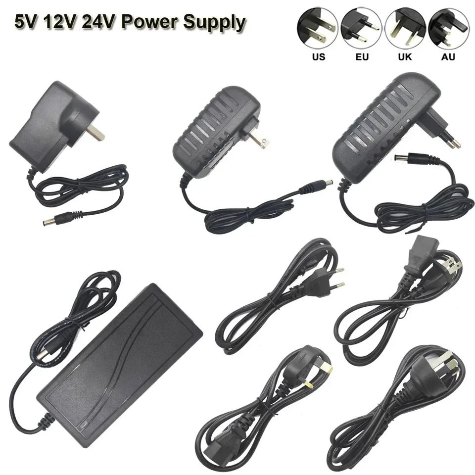 AC110V 220V až DC 24V 12V 5V LED napájací adaptér 5,5*2,1 ~ 2,5 mm ženský konektorový transformátor pre LED pásik CCTV smerovač