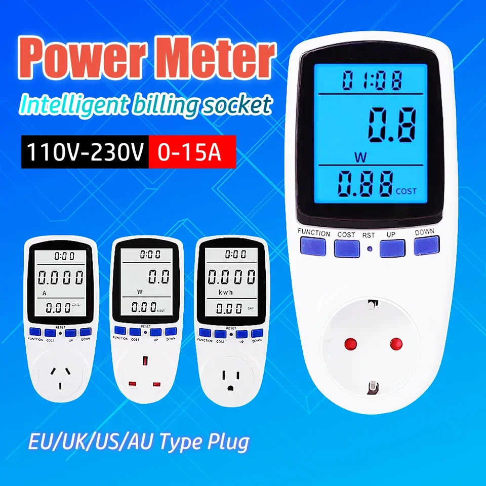 AC110V-250V Intelligent Filling Socket LCD LCD digitálna zásuvka EÚ UK AU US