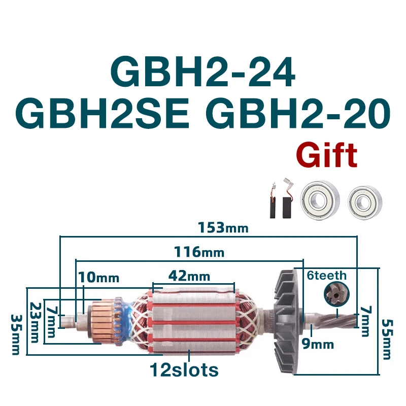AC220-240V rotor pre Bosch GBH2-24 DRE GBH2-20 6TTEETH HAMP HAMP HAMPURE Armata Armature Rotor Stator STATOR Výmena dielov