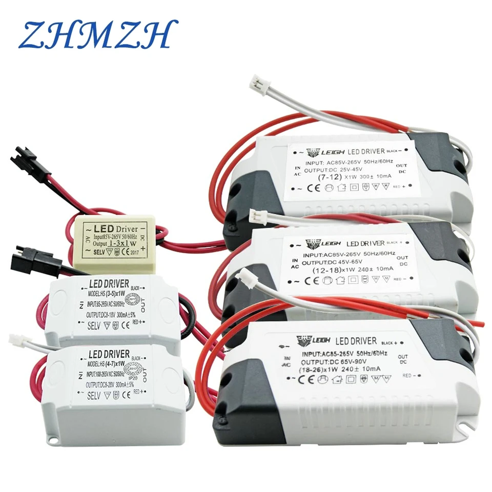 AC220V LED Konštantný ovládač 1-3W 4-7W 7-12W 12-18W 26-36W 37-50W Výstup napájania napájania 300 mA externý pre LED Downlight