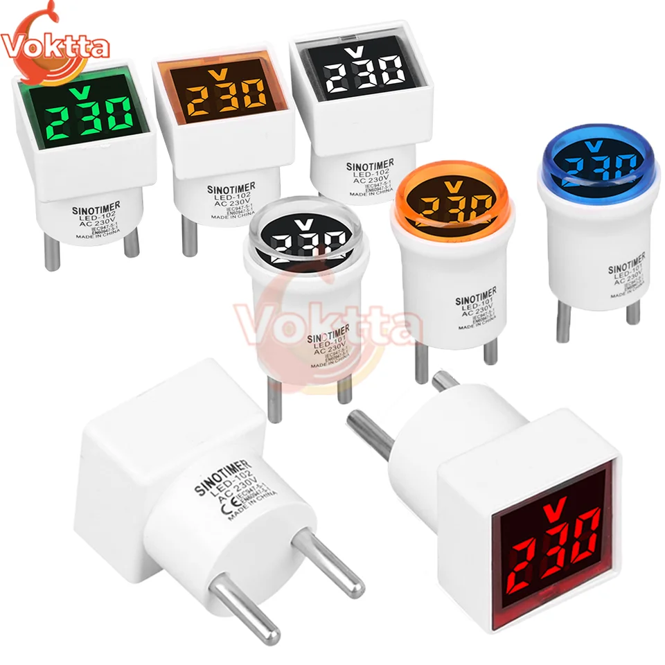 AC50-500V LED digitálne digitálne voltmeter Ammeter Mini Euro Plug napätie testera Monitorový monitorový indikátor detektora merača voltmeteru Voltmeter