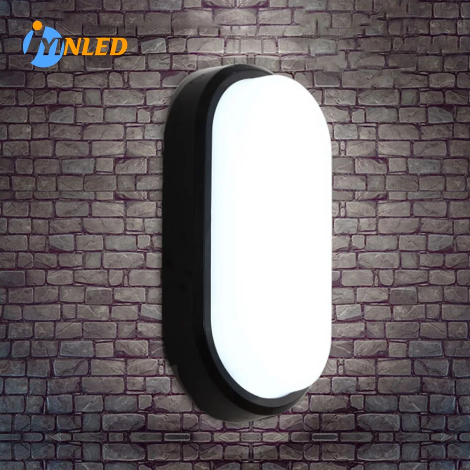 AC85-265V 12W 15W LED stena lampa s vlhkosťou odolný voči verande Svetelný povrch namontovaný okrúhly oválny tvar pre vonkajšiu záhradnú kúpeľňu svetlo