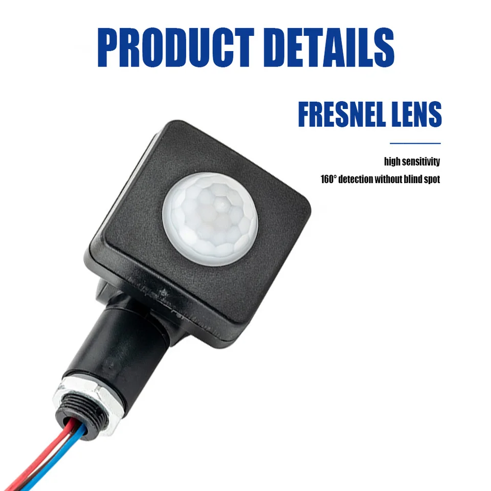 AC85-265V Mini ľudský infračervený spínač LED Flow Light PIR PIR Detektor vodotesného vonkajšieho PIR nastaviteľný spínač