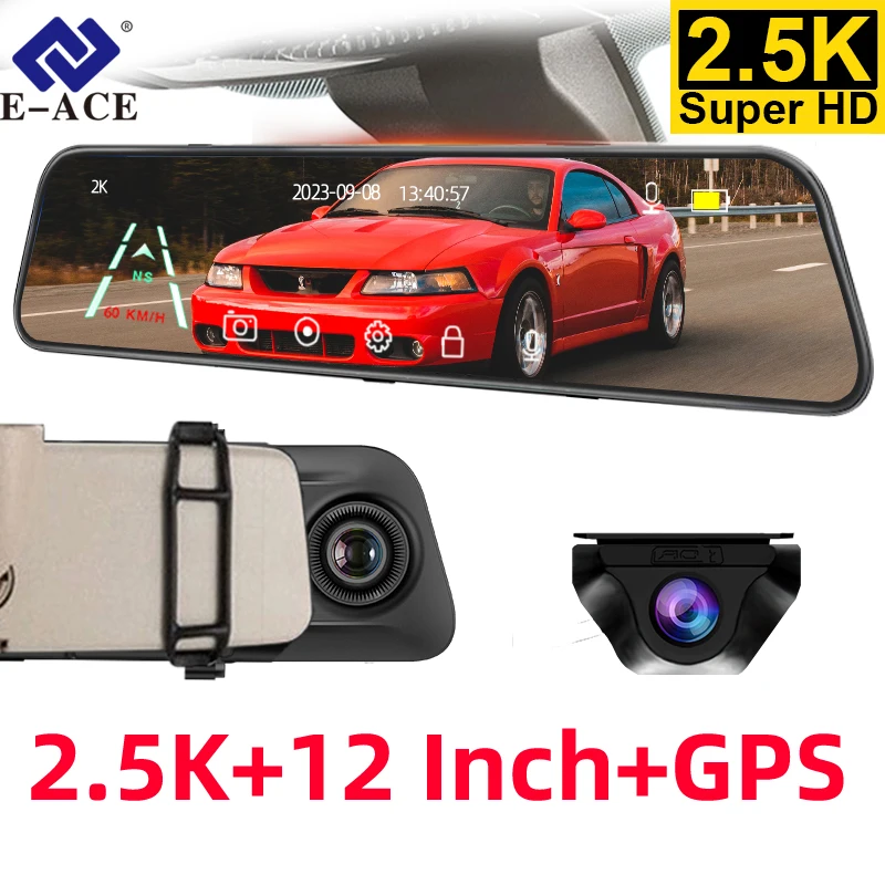 Acceo Dashcam 12 -palcová dotyková obrazovka automobilová miestnosť zrkadlová videorekordér Dash cam pre autá DVR s čiernou skrinkou Cameview Sony spätné fotoaparáty Sony