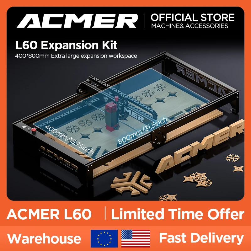Acmer P1 L60 Engraver Expansion Kit Gravírovanie Area Profil Frame Rámový súprava laserové príslušenstvo pre Acmer P1 10W 20W CNC Cutting Stroj na strih