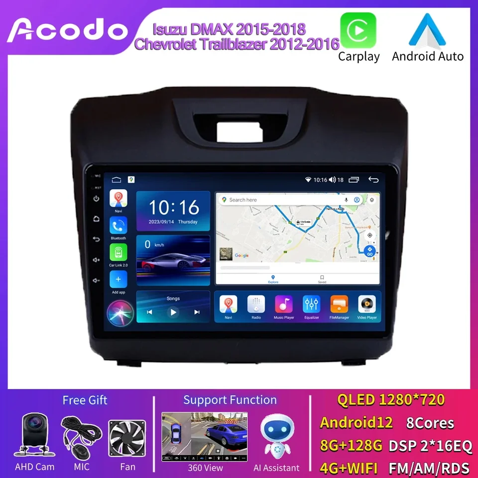 Acodo CarPlay Android Auto Radio pre Isuzu Dmax 2015-2018 Chevrolet Trailblazer 2012-2016 IPS Screen FM Radio WiFi GPS Car Radio Radio Radio