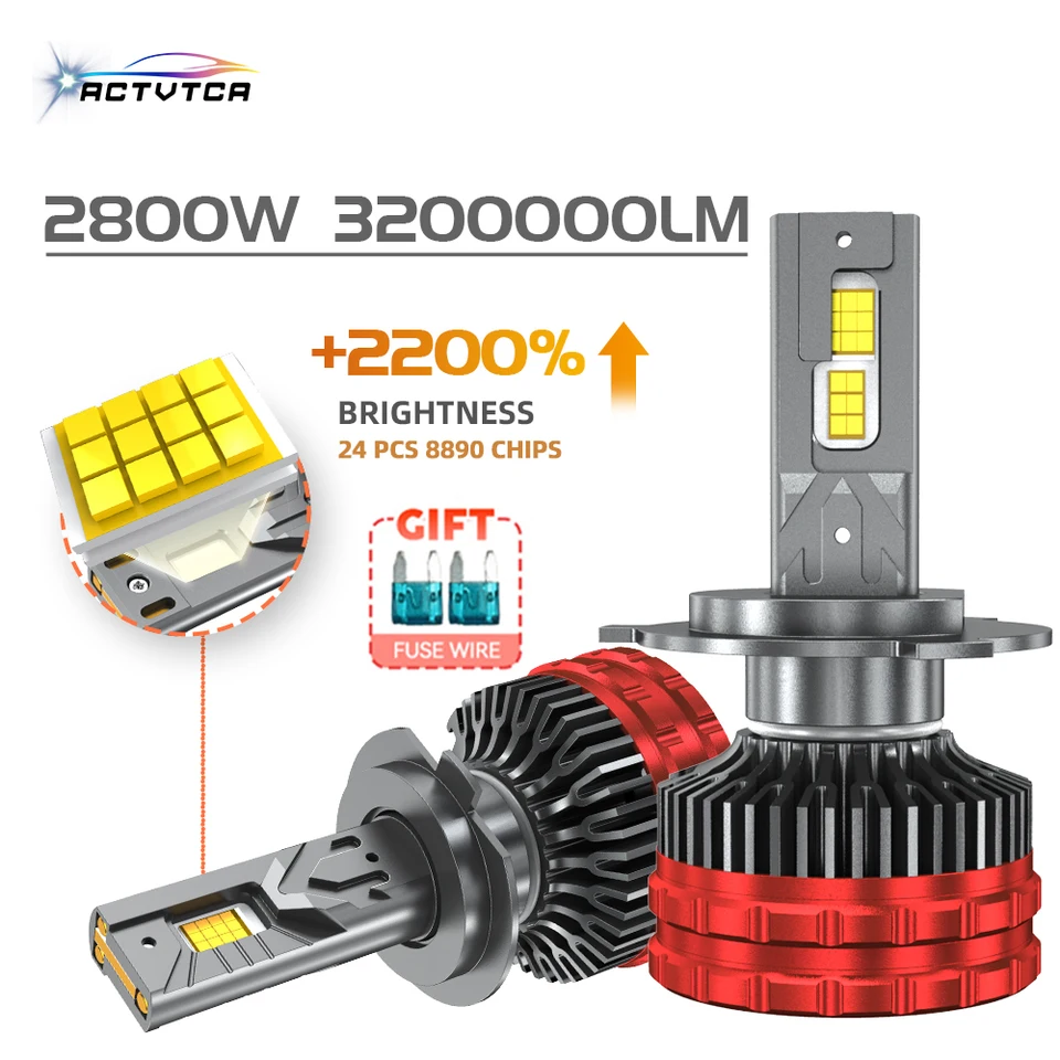 ACTVTCA H4 H7 LED CANBUS H11 H1 9005 HB3 9006 HB4 9007 9008 9012 LED svetlomety 2800W Vysoký výkon 3200000LM SEATLAM SEATLAM SURBUM